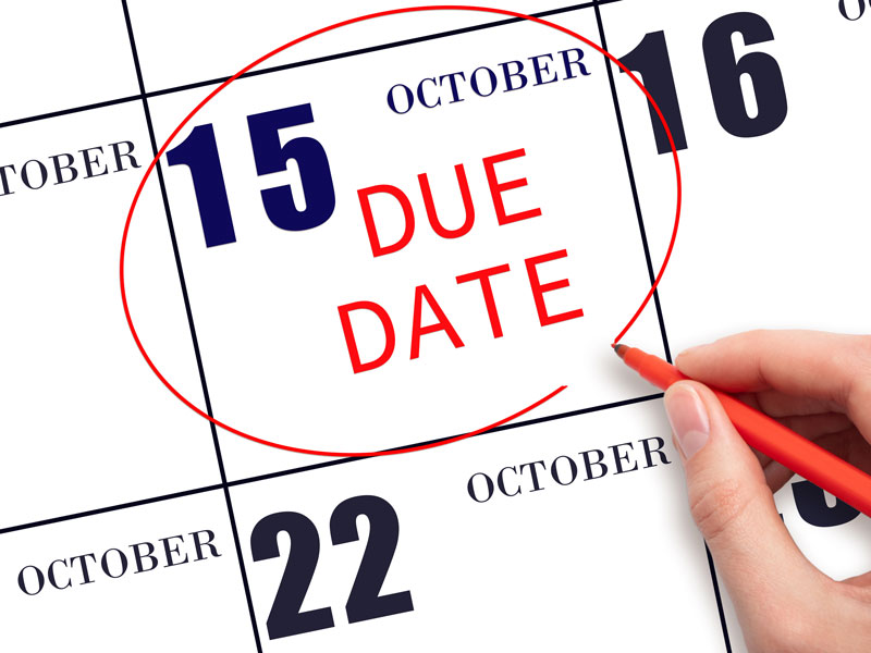 Taxes due Oct. 15